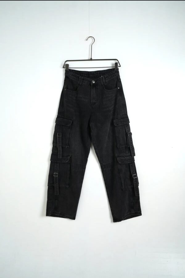 jeans nero cargo 104